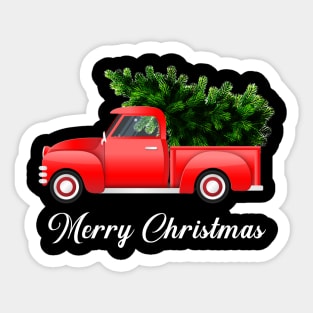 Merry Christmas Retro Vintage Red Truck Sticker